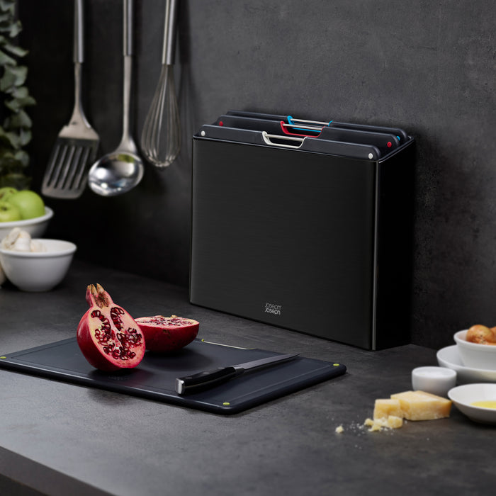 Joseph Joseph Folio Steel Snijplankset - Set van 4 - Zwart