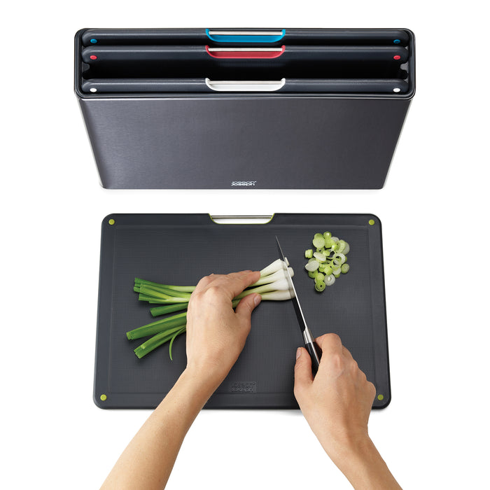 Joseph Joseph Folio Steel Snijplankset - Set van 4 - Zwart