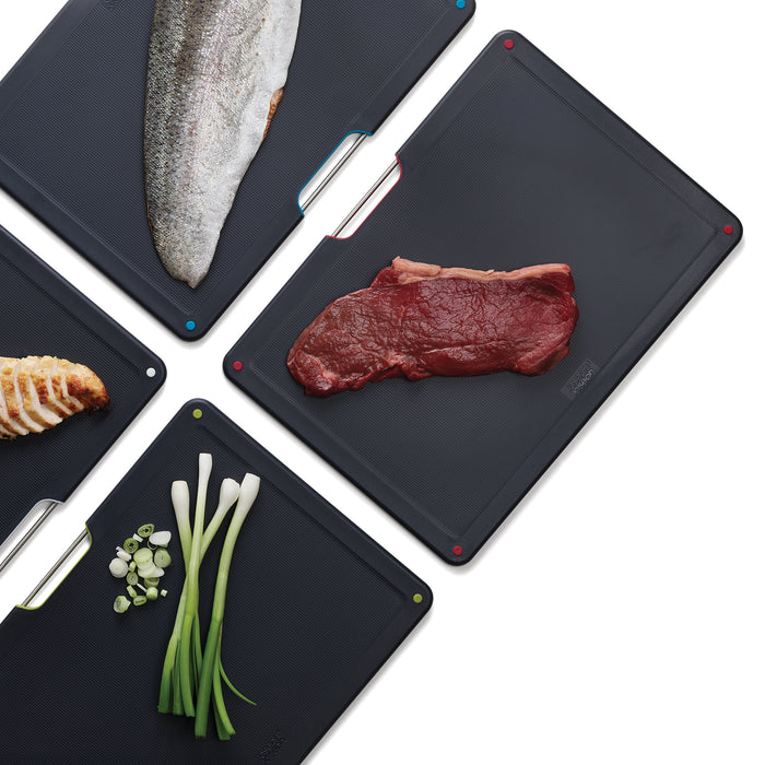 Joseph Joseph Folio Steel Snijplankset - Set van 4 - Zwart