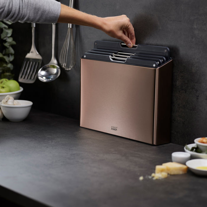 Joseph Joseph Folio Steel Snijplankset - Set van 4 - Roségoud / Zwart