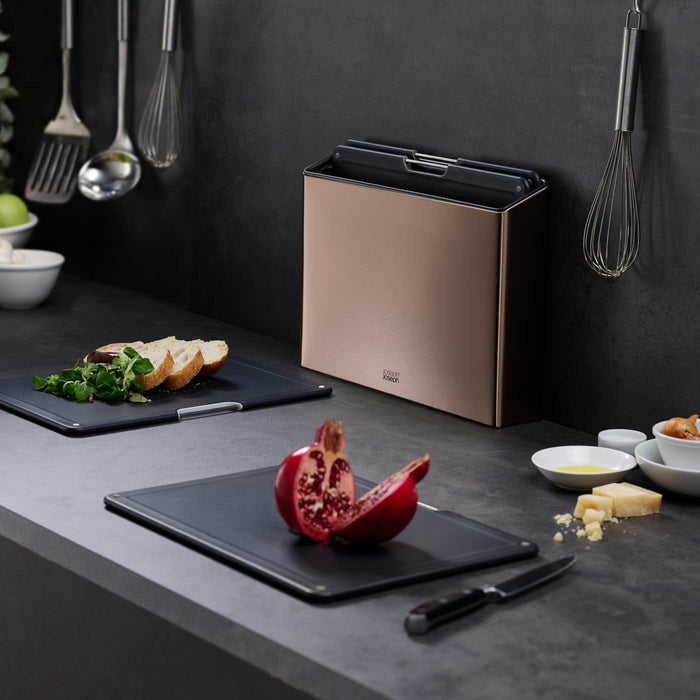 Joseph Joseph Folio Steel Snijplankset - Set van 4 - Roségoud / Zwart