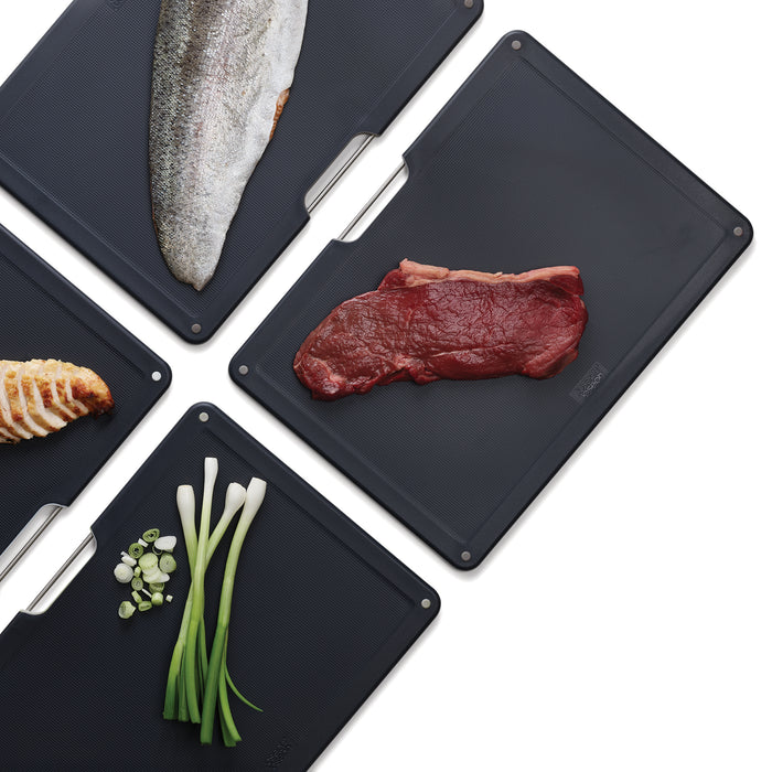 Joseph Joseph Folio Steel Snijplankset - Set van 4 - Roségoud / Zwart