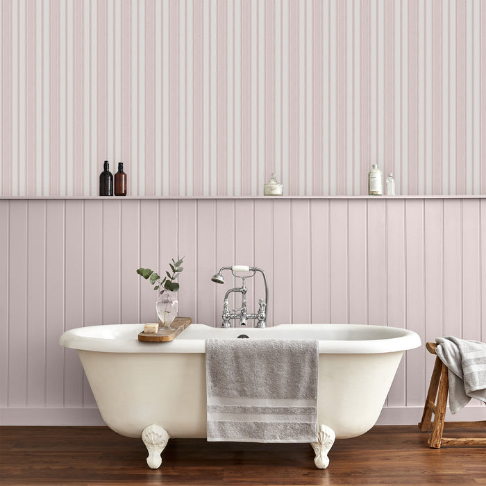 Laura Ashley Heacham Stripe Behang - Streep - 10mx52cm - Roze