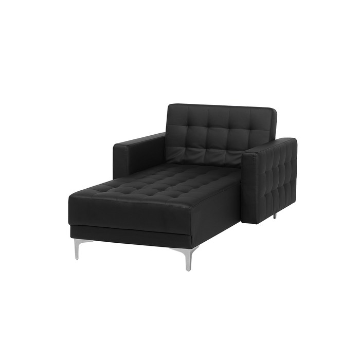Beliani - ABERDEEN - Chaise longue - Zwart - Symmetrisch - Kunstleer