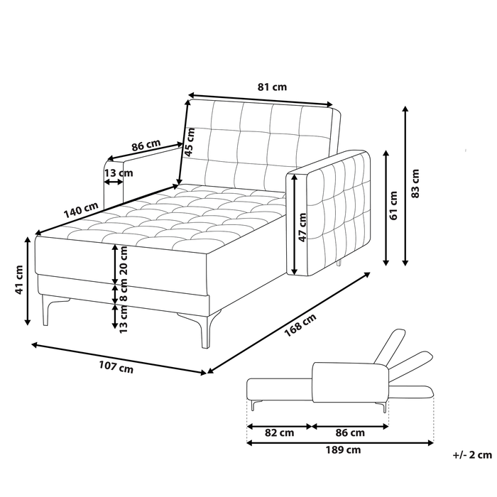 Beliani - ABERDEEN - Chaise longue - Zwart - Symmetrisch - Kunstleer