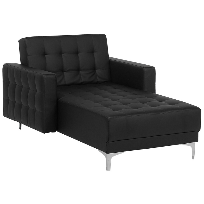 Beliani - ABERDEEN - Chaise longue - Zwart - Symmetrisch - Kunstleer