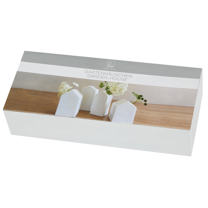 Räder witte vaasjes huisjes set van 4