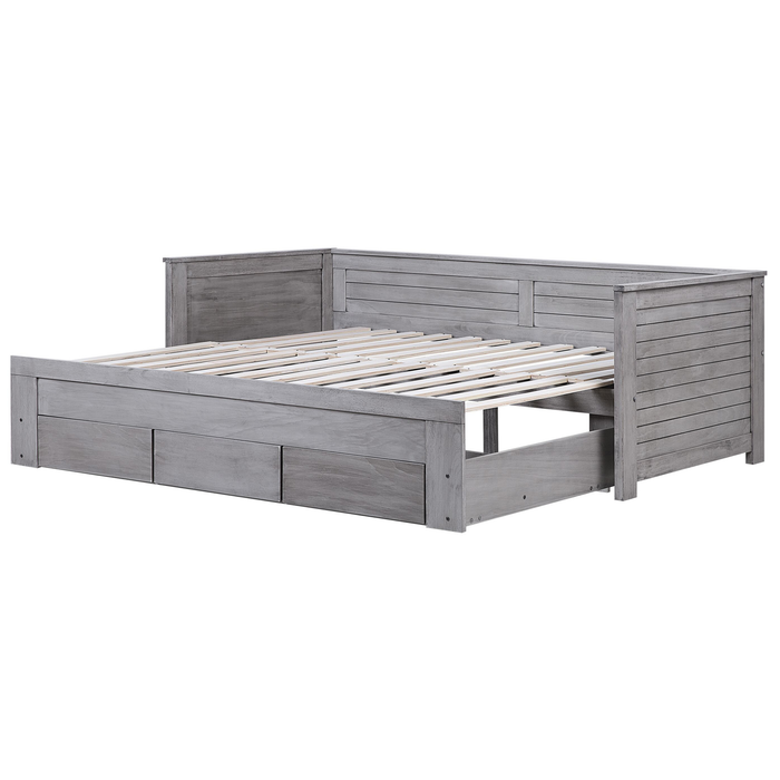 Beliani - CAHORS - Onderschuifbed - Grijs - 90 x 200 cm - Rubberhout