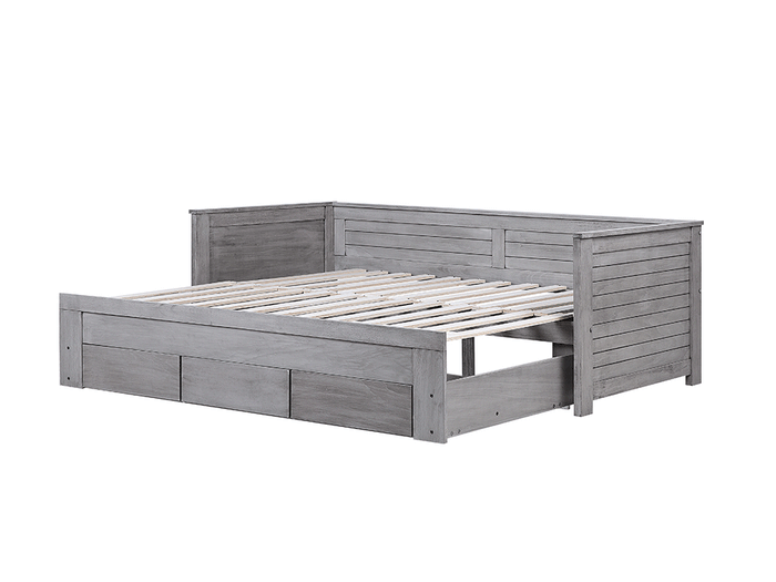 Beliani - CAHORS - Onderschuifbed - Grijs - 90 x 200 cm - Rubberhout