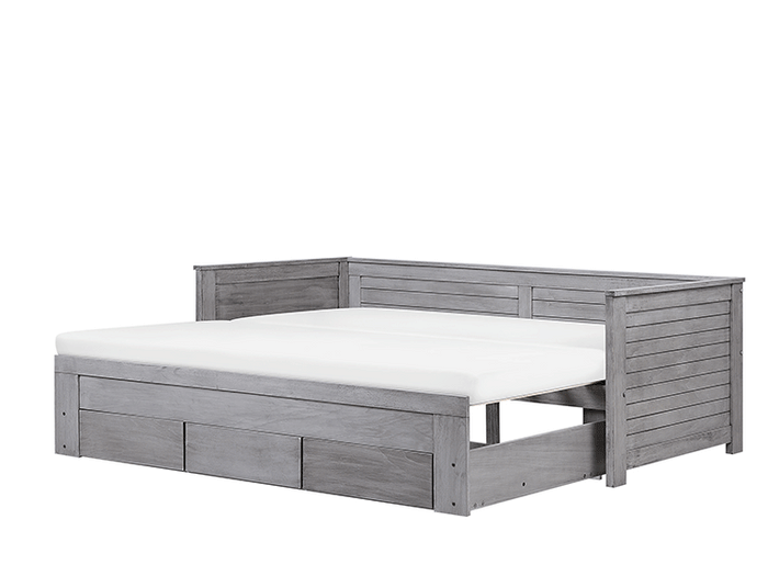 Beliani - CAHORS - Onderschuifbed - Grijs - 90 x 200 cm - Rubberhout