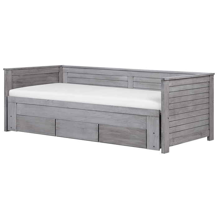 Beliani - CAHORS - Onderschuifbed - Grijs - 90 x 200 cm - Rubberhout