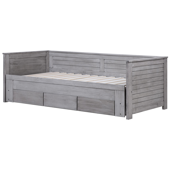 Beliani - CAHORS - Onderschuifbed - Grijs - 90 x 200 cm - Rubberhout