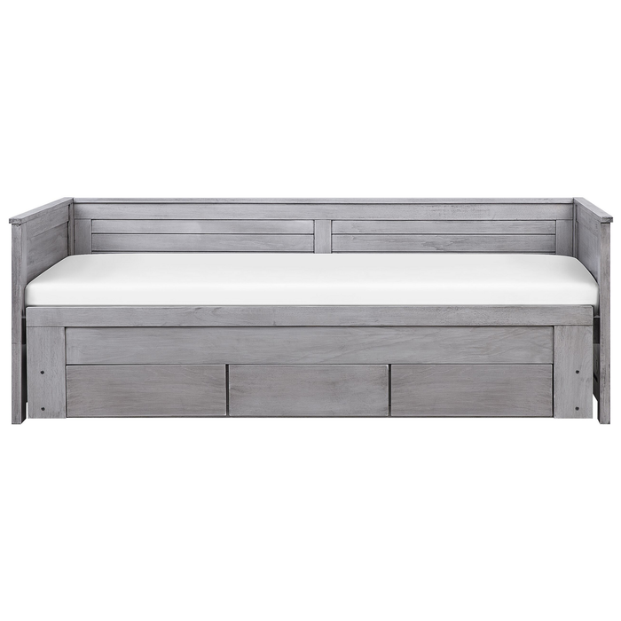 Beliani - CAHORS - Onderschuifbed - Grijs - 90 x 200 cm - Rubberhout