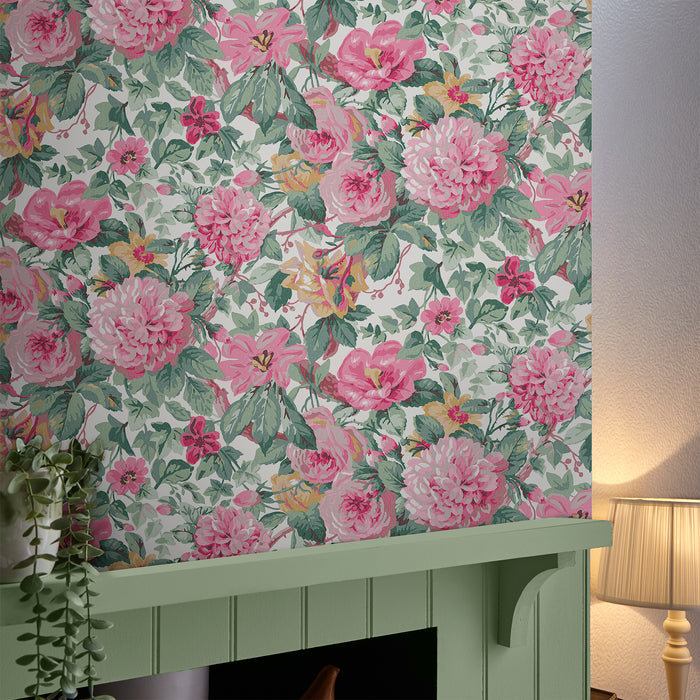 Laura Ashley Aveline Behang - Bloemen - 10mx52cm - Roze