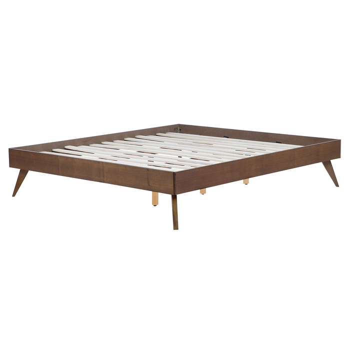 Beliani-BERRIC -Tweepersoonsbed-Donkere houtkleur-160 x 200 cm-MDF