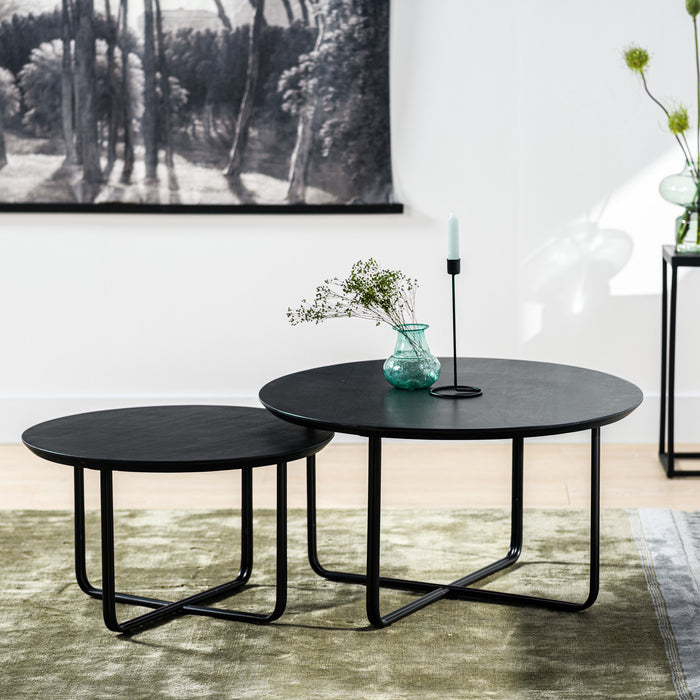 Duverger® Cross Scandinavian - Salontafels - set van 2 - rond - acacia