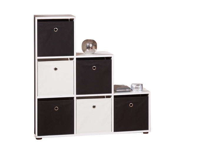 Hioshop Cadora wandkast ruimtedeler, 6 ruimtes wit.