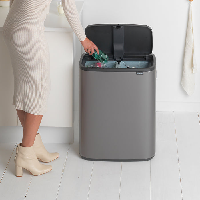 Brabantia Bo Touch Bin Afvalemmer 2 x 30 L - Platinum