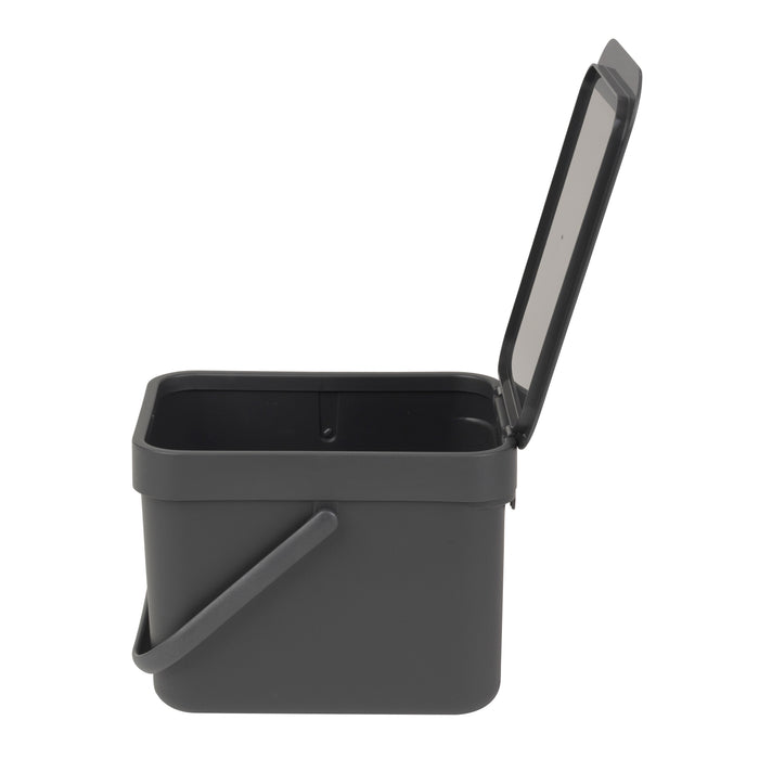 Brabantia Sort & Go Afvalemmer 6 L - Donkergrijs
