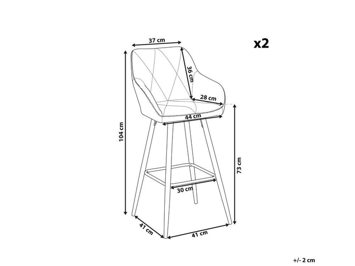 Beliani - DARIEN - Barkruk - Grijs - Polyester