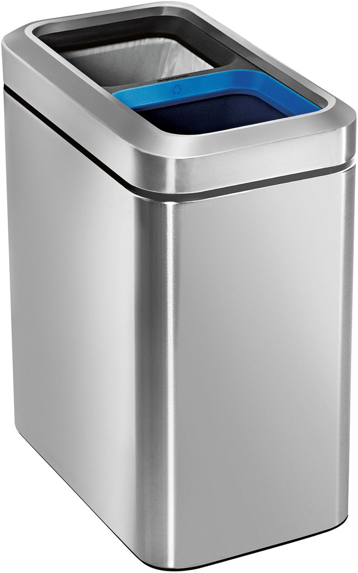 Simplehuman - Afvalemmer Slim Open Recycler, 2x 10 liter - Simplehuman