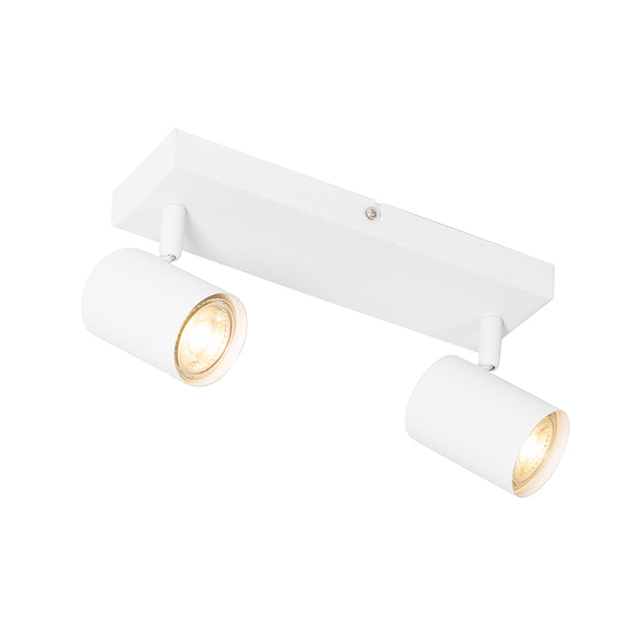 QAZQA Moderne plafondlamp wit 2-lichts verstelbaar rechthoekig -