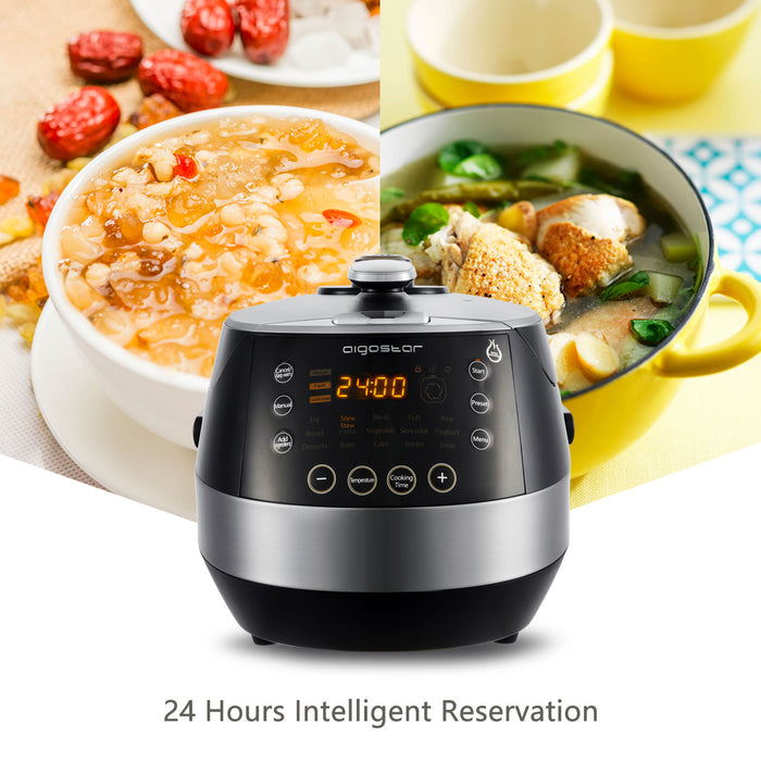 Aigostar Happy Chef 30IWY - pressure multicooker - Zwart|rvs