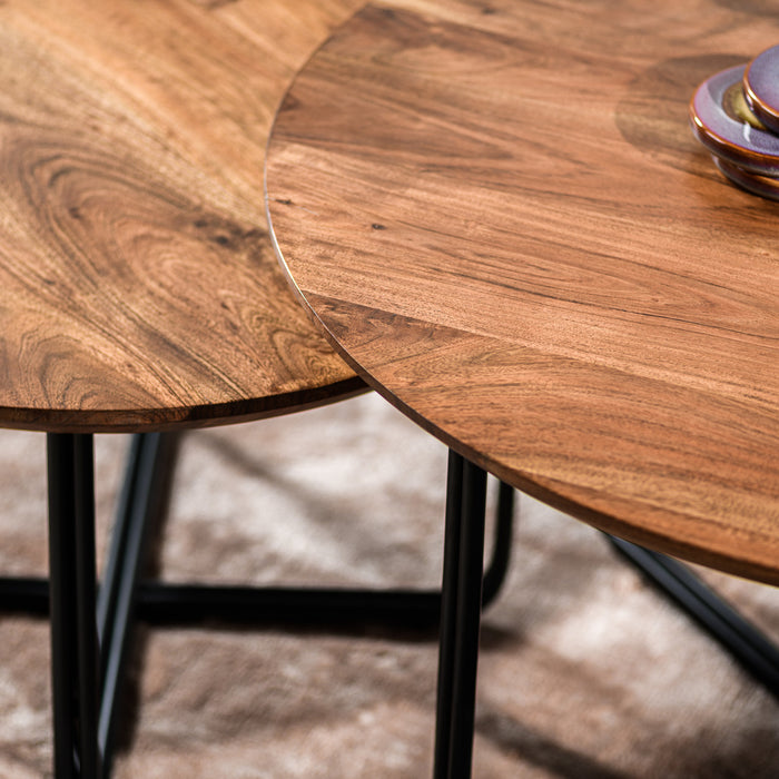 Duverger® Cross Scandinavian - Salontafels - set van 2 - rond - acacia