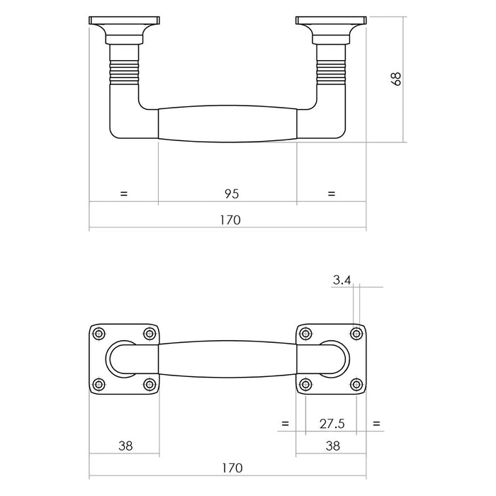 Intersteel Deurgreep Ton Basic 170 mm op vierkant rozet