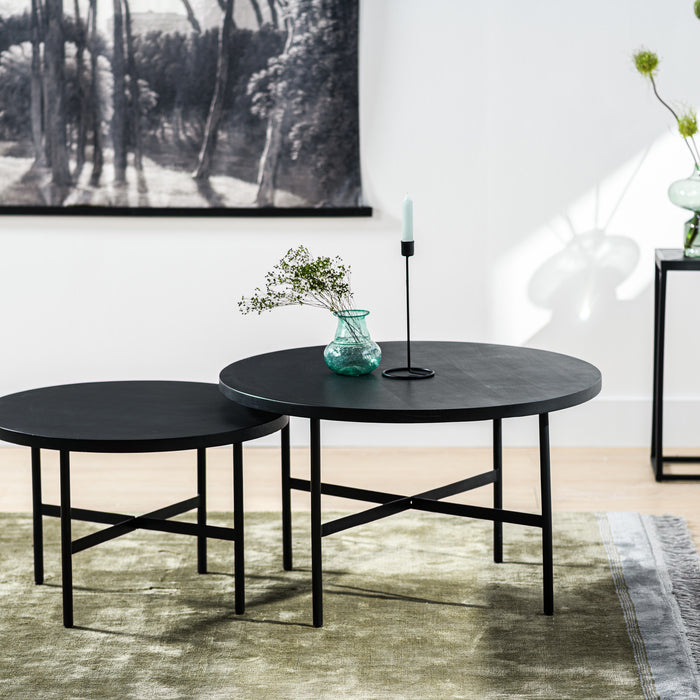 Duverger® Cross Scandinavian - Salontafels - set van 2 - rond - acacia