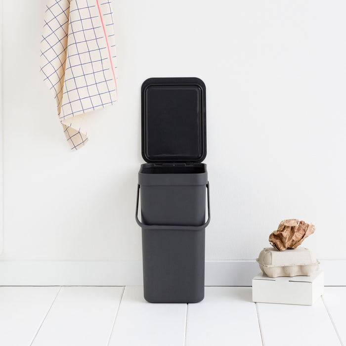 Brabantia Sort & Go Afvalemmer / Opberger 12 L - Donkergrijs