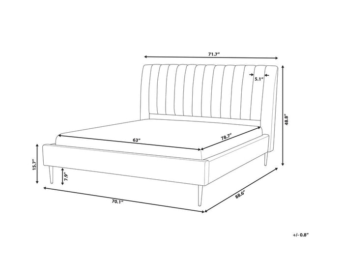 Beliani - MARVILLE - Tweepersoonsbed - Blauw - 160 x 200 cm - Fluweel