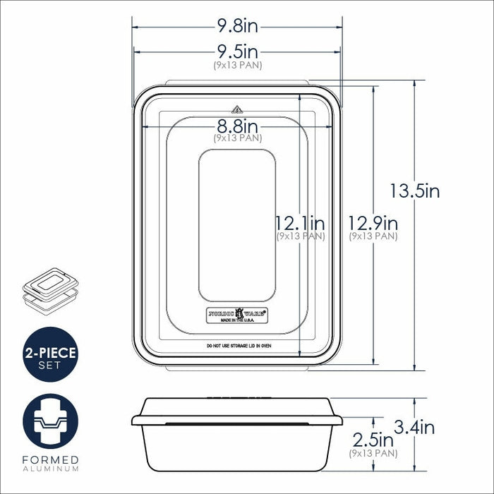 Nordic Ware - Bakvorm, Rechthoek, met Deksel, 25 x 34 cm, Aluminium, N