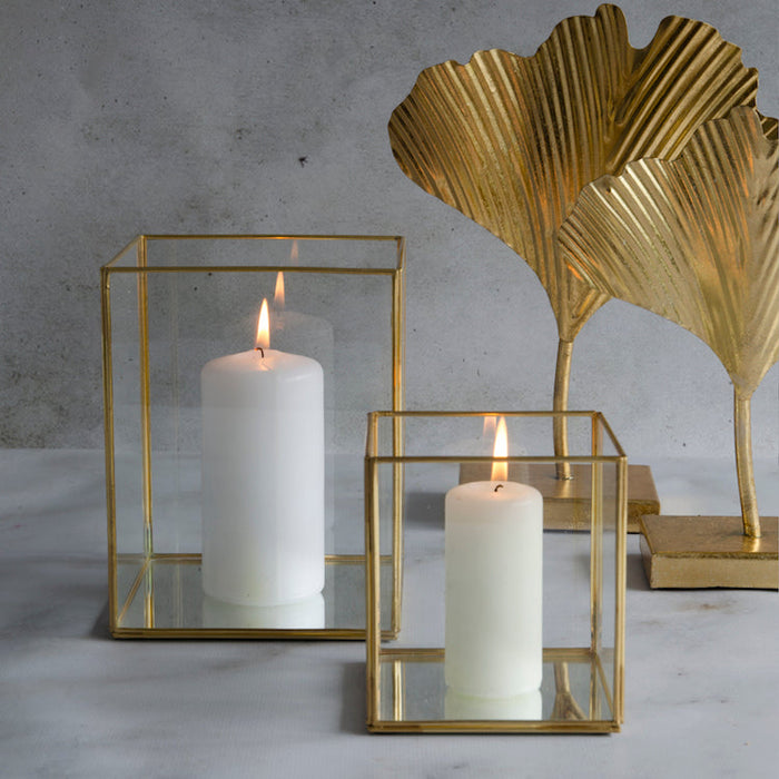 Home Delight - Windlicht glas 13x13x17cm goud