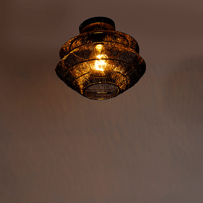 QAZQA Oosterse plafondlamp zwart 25 cm - Vadi