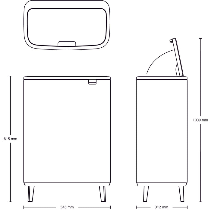 Brabantia Bo Touch Bin Hi 60 Liter (2x30 Liter)