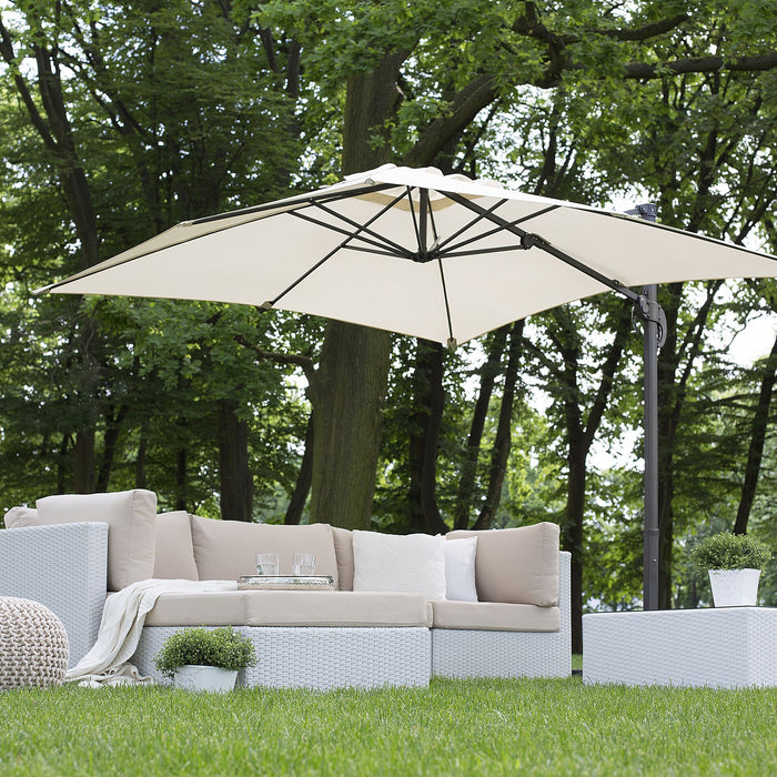 Beliani - MONZA - Zweefparasol - Beige|Donkergrijs - Polyester