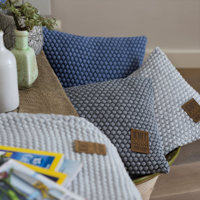 Knit Factory Juul Sierkussen - Antraciet|Licht Grijs - 60x40 cm