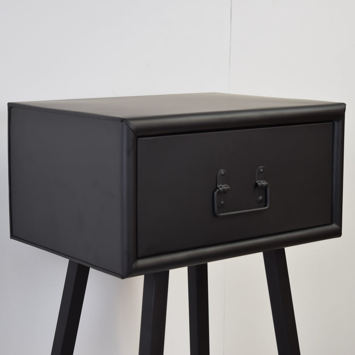 LOFT42 Denver Nachtkastje - Zwart metaal - 1 lade - 30x40x71