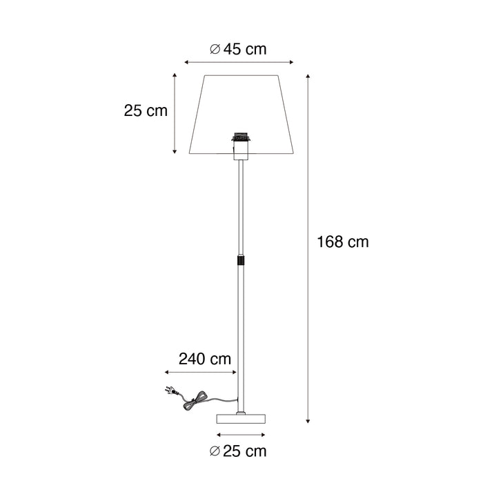 QAZQA Vloerlamp staal met kap grijs 45 cm verstelbaar - Parte