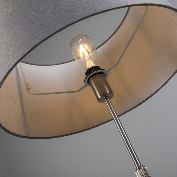 QAZQA Vloerlamp staal met kap grijs 45 cm verstelbaar - Parte