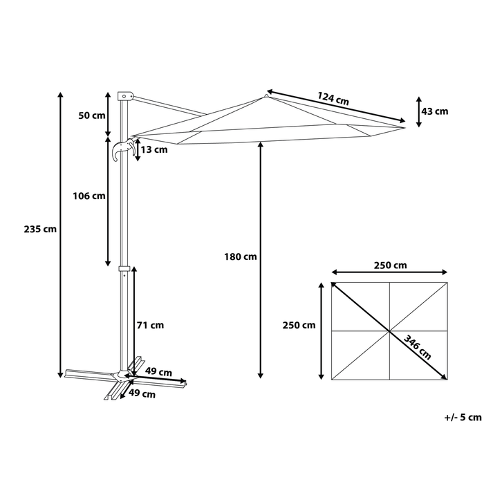 Beliani - MONZA - Zweefparasol - Rood - Polyester