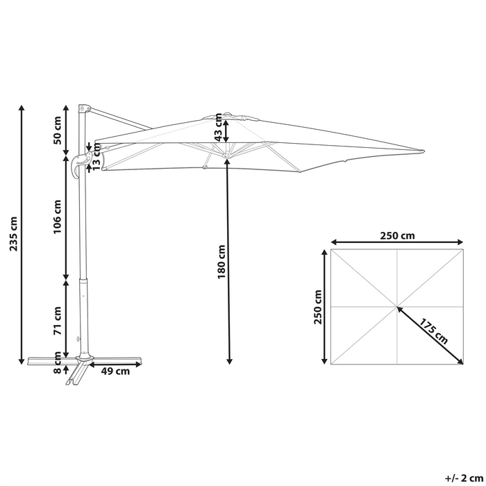 Beliani - MONZA - Zweefparasol - Rood - Polyester