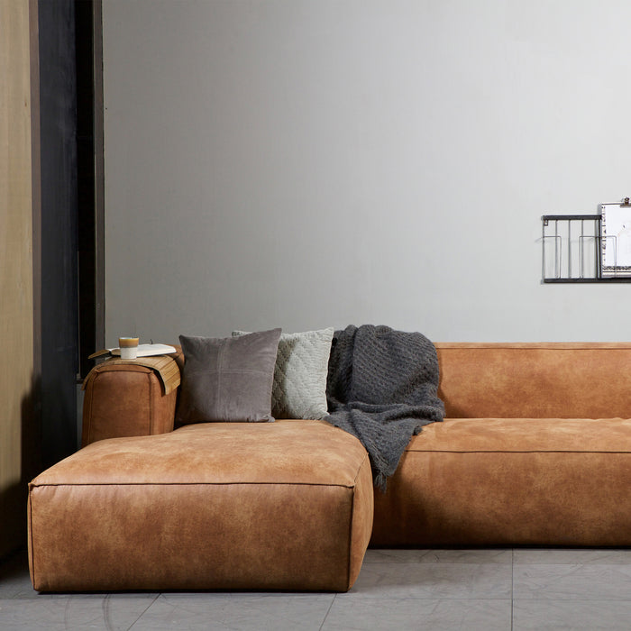 WOOOD Bean Hoekbank met Chaise Longue Rechts - Eco-leder - Cognac