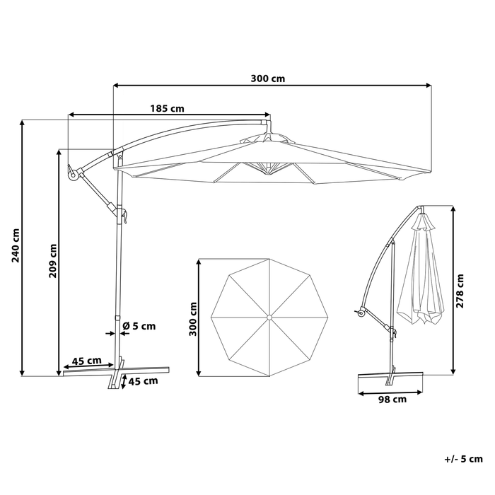 Beliani - RAVENNA - Zweefparasol - Lichtbeige - Polyester