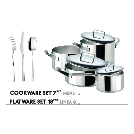 Actieset Pannenset 7-delig Vintage + Bestekcassette - Sambonet