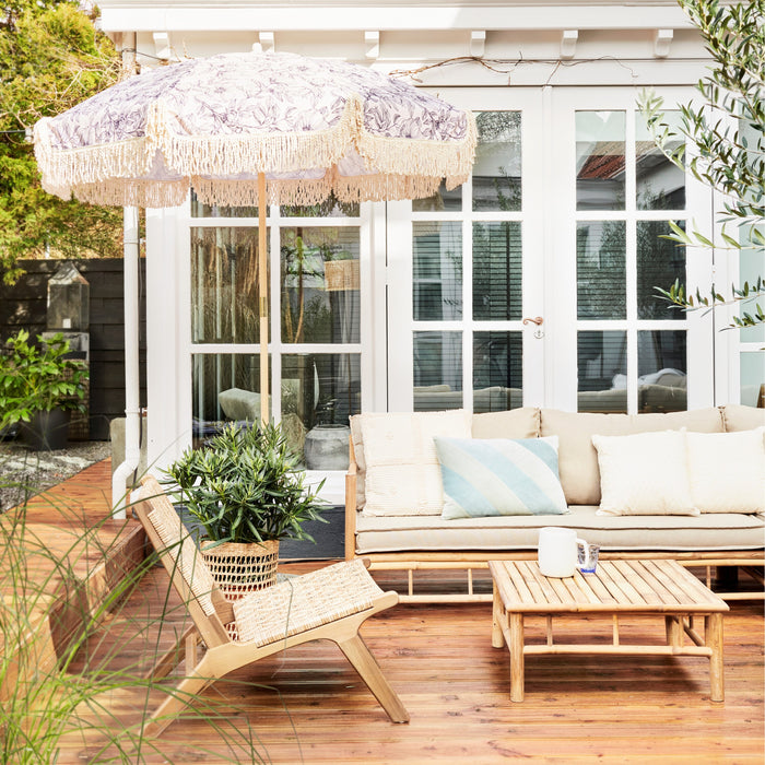 by fonQ basic Tassel Parasol Ø 200 cm - Blue Fleurs