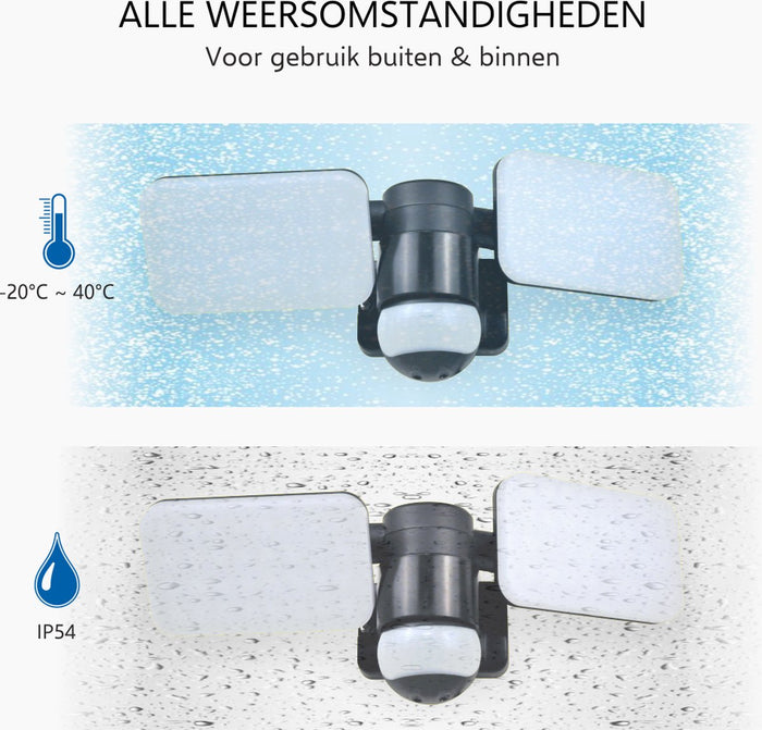 ELRO LF70 Duo LED Buitenlamp met Sensor - 2x10W - 1200LM - Zwart