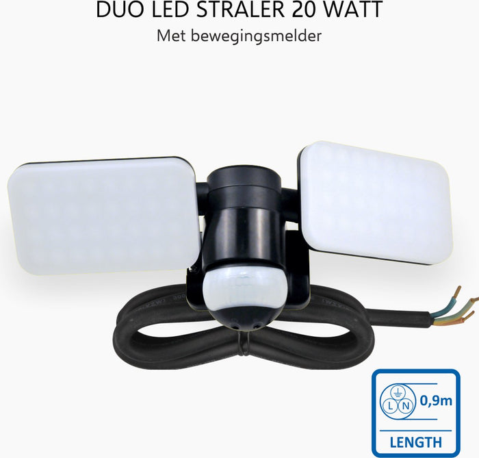 ELRO LF70 Duo LED Buitenlamp met Sensor - 2x10W - 1200LM - Zwart