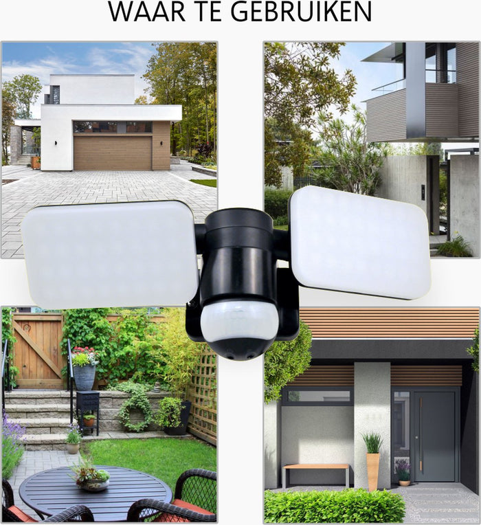 ELRO LF70 Duo LED Buitenlamp met Sensor - 2x10W - 1200LM - Zwart